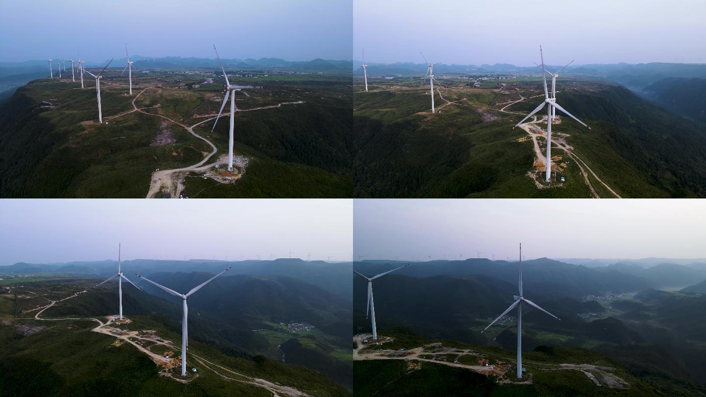 （4K）贵阳高坡风力发电机航拍