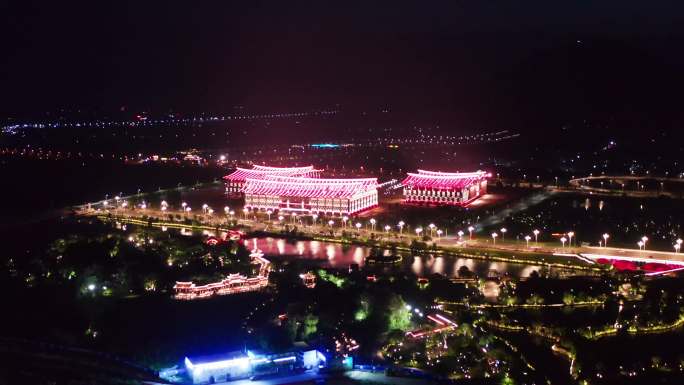 航拍福建漳州城市夜景