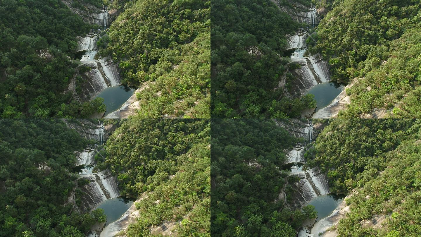 西峡龙潭沟瀑布航拍潭水