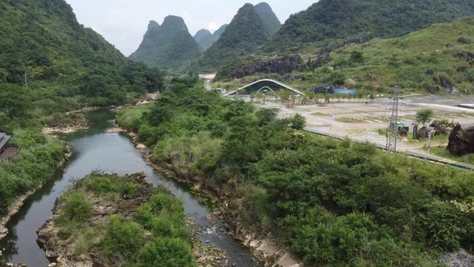 鹿寨县中渡镇响水汽车营地石林地貌航拍素材