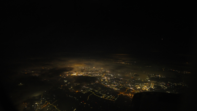 【4K】客机窗外-夜景空镜组
