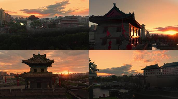 西安城墙南门夕阳