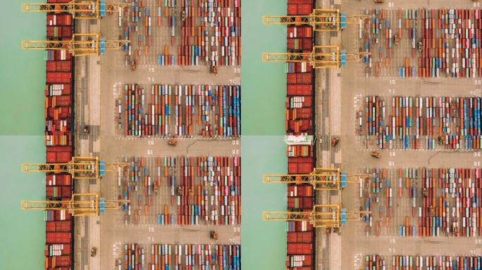 港口工作集装箱俯视图