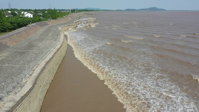 航拍海宁潮水素材