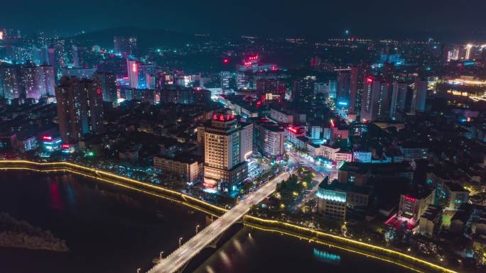 醴陵夜景航拍延时