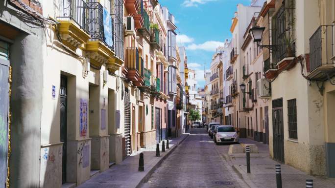 西班牙安达卢西亚狭窄的空街