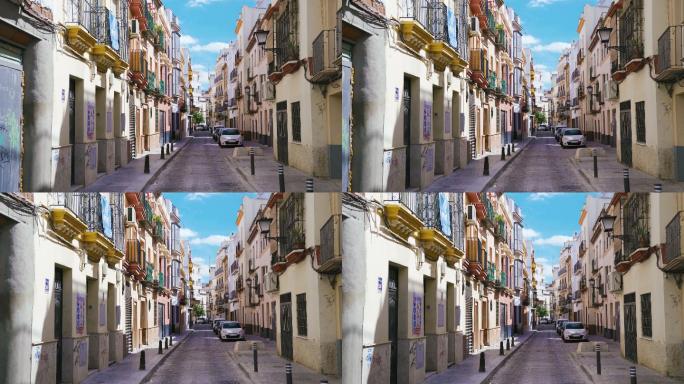 西班牙安达卢西亚狭窄的空街