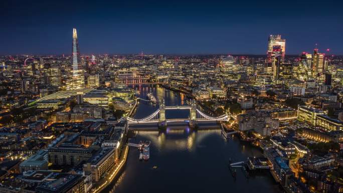 伦敦天际线鸟瞰图国际旅游外国风光英伦都市