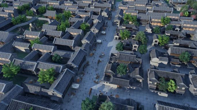 中式古建商业街鸟瞰