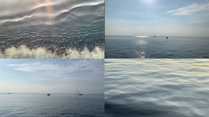 【4K】海面渔船夕阳