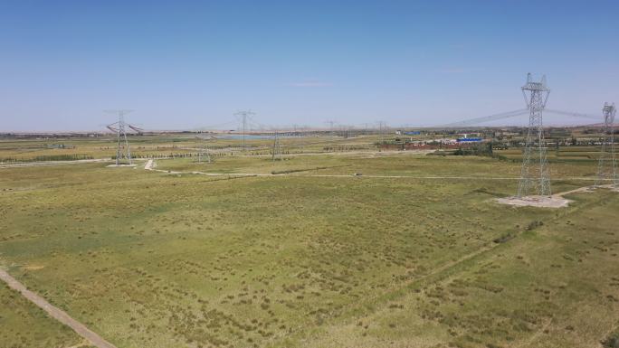 湿地牧场高压线