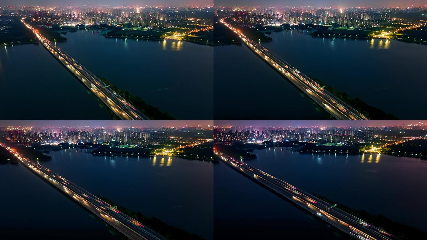 【大气城市航拍】沈阳丁香湖高速夜景延时