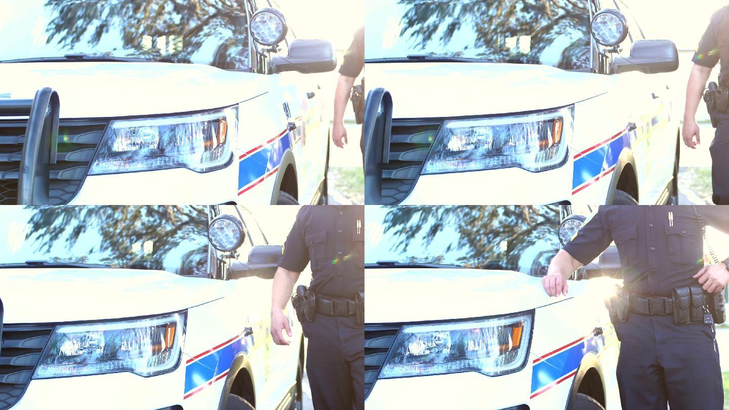 警官走向汽车的截图
