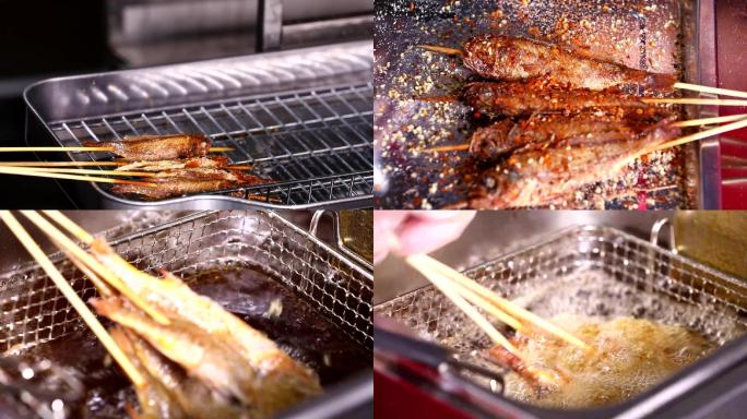 黄花鱼炸串烤串拍摄炸串制作过程