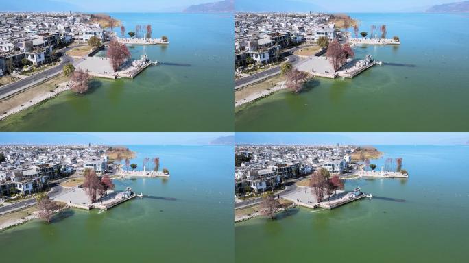 航拍大理龙龛码头风光