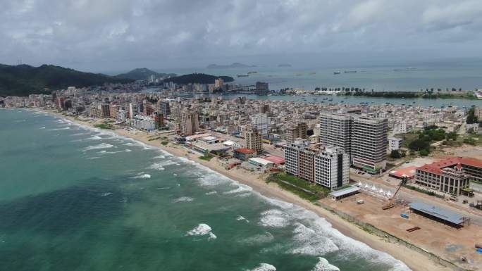 惠州双月湾海景建筑海浪云彩