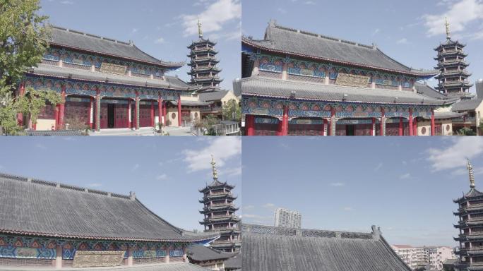 Dlog航拍大雄宝殿寺庙塔