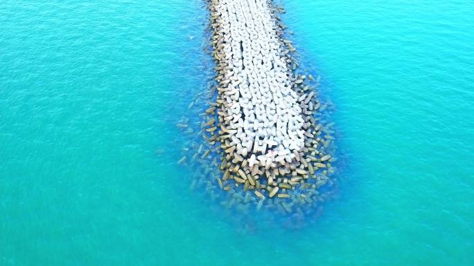 碧蓝海水热带海洋海岸线堤防设施01