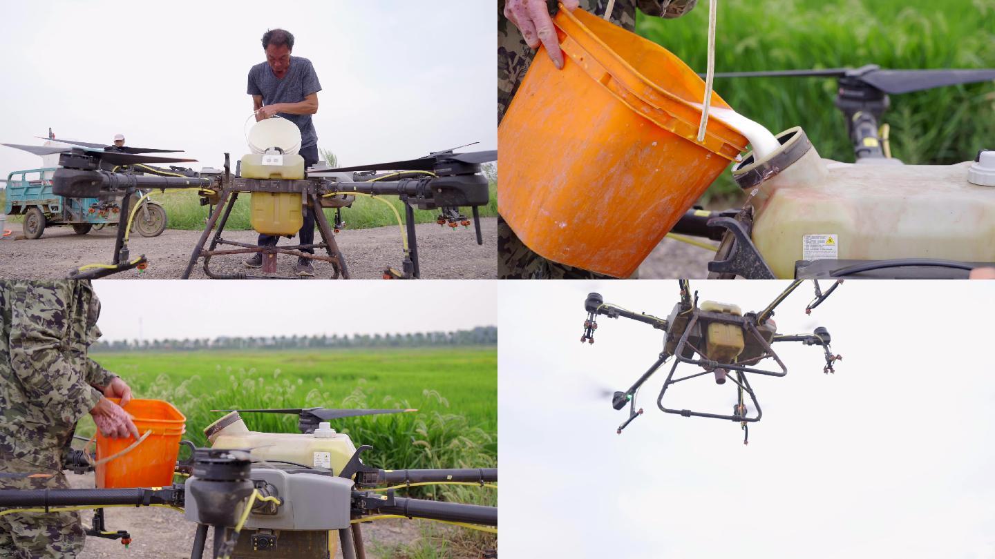 4K无人机喷洒农药-大疆植保机-科技农业