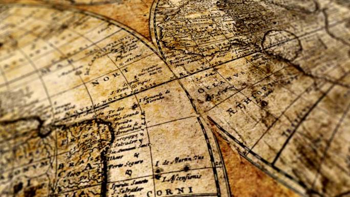 世界地图古董羊皮纸行星地球