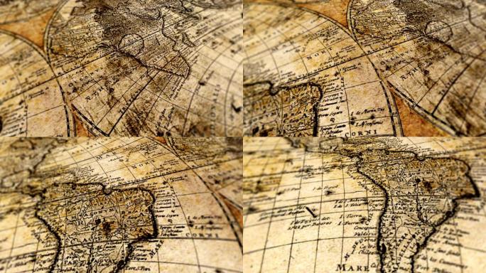 世界地图古董羊皮纸行星地球