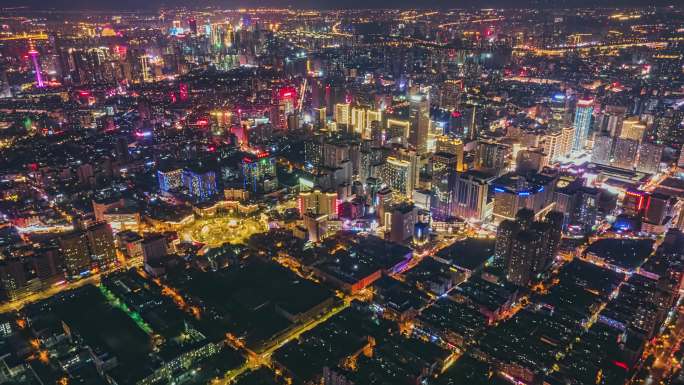 【大气城市航拍】沈阳太原街地区夜景延时