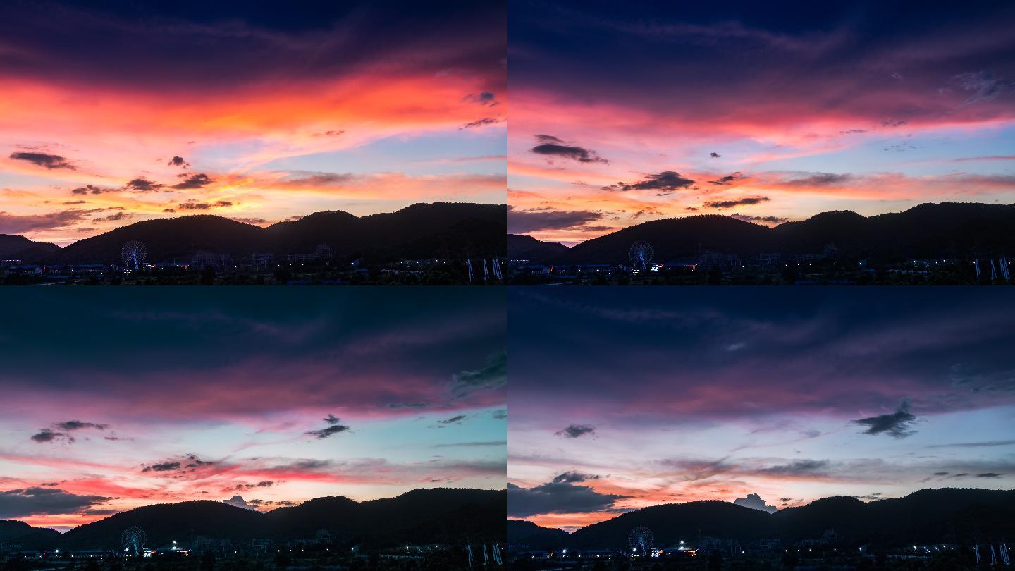 晚霞-夕阳-黄昏-日落-延时摄影