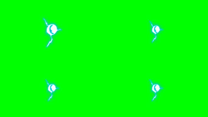 动画中的闪电卡通绿盒叠加Alpha通道