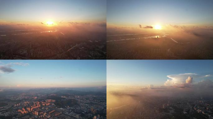 「4k原创可商用」江门日出航拍大景