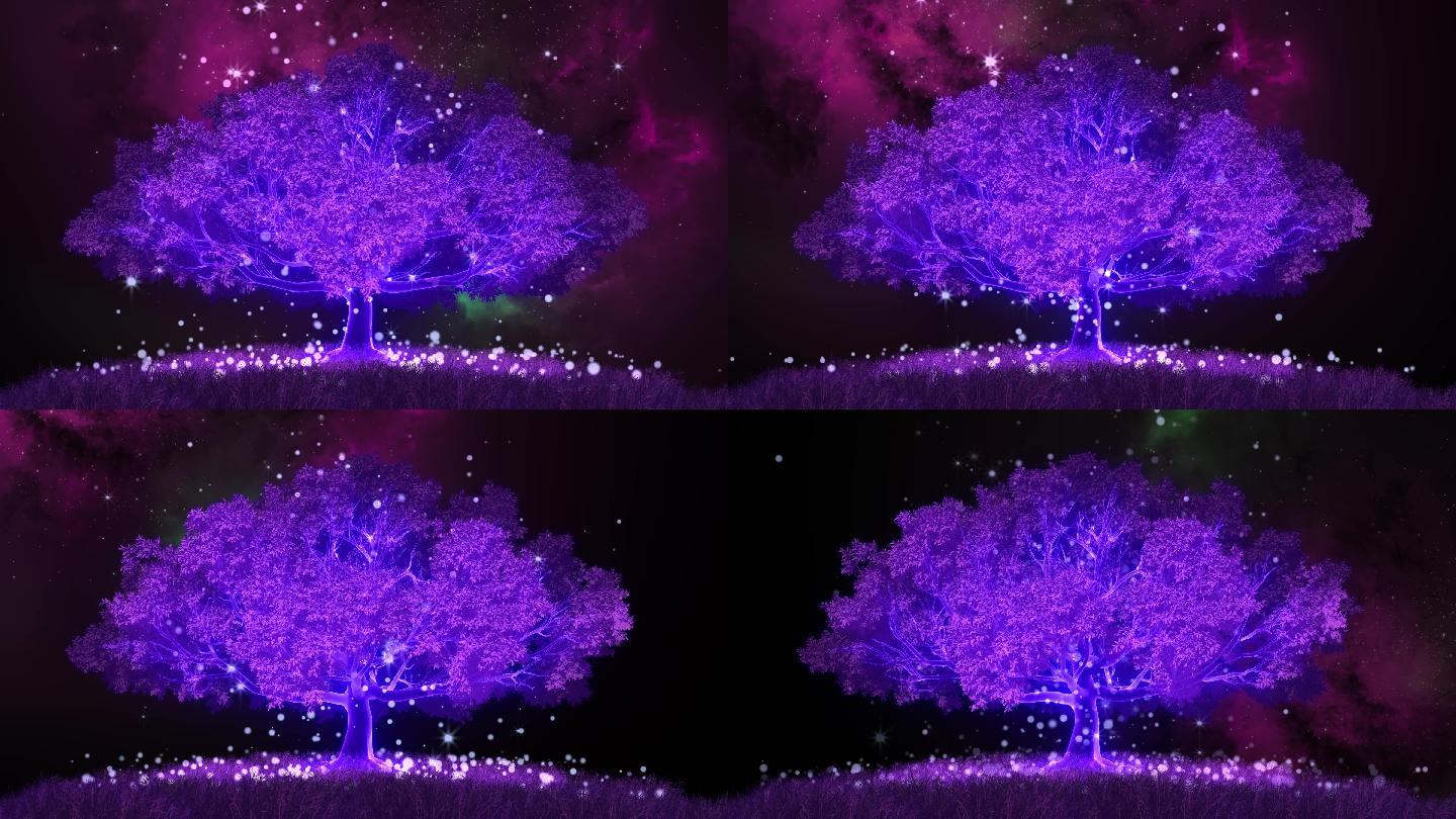 梦幻紫色大树夜景