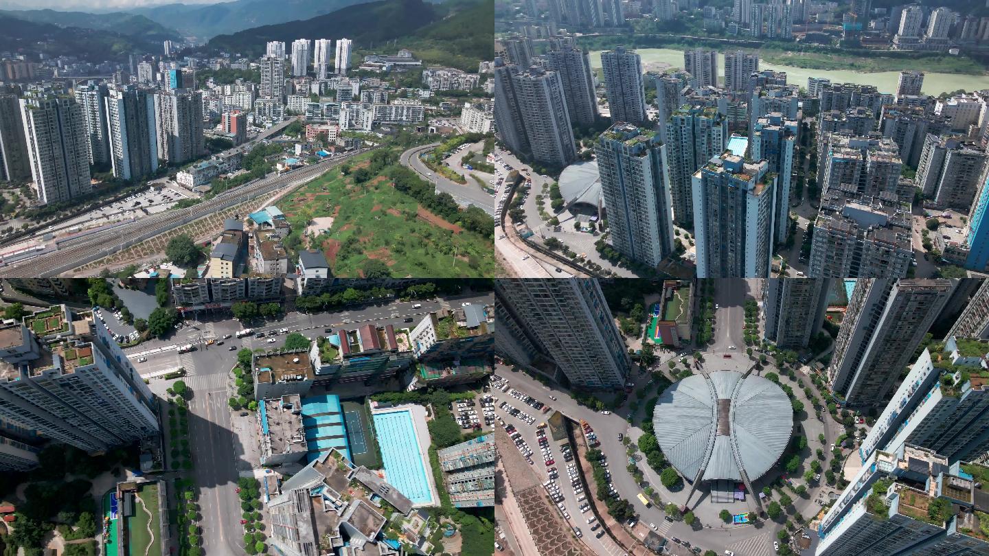 4K重庆武隆区城区唯美航拍空镜