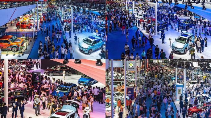 成都西博城国际汽车展人气延时摄影素材4K