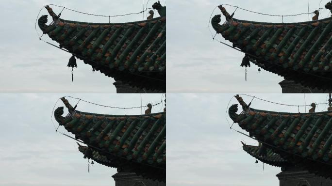 社旗山陕会馆航拍房角吻兽