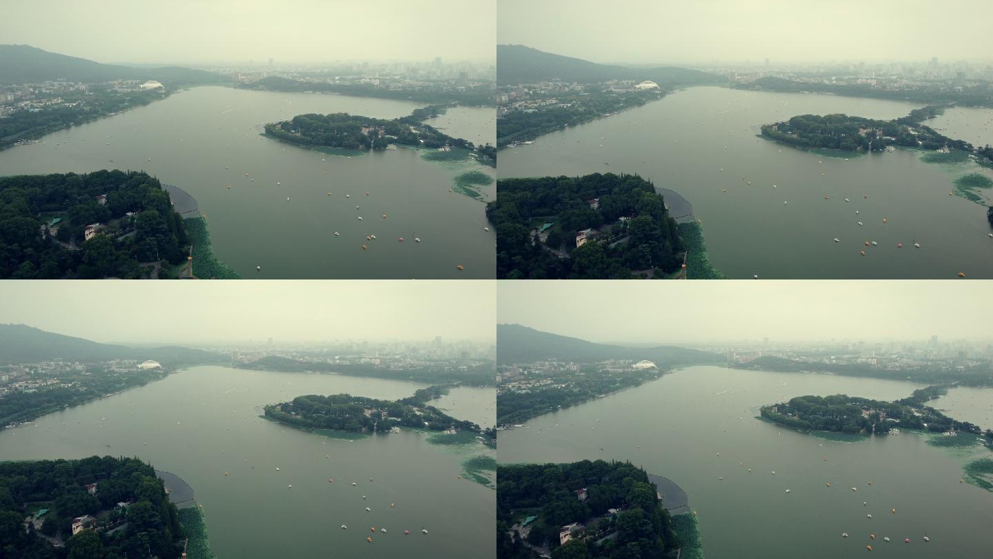 玄武湖 湖水 俯拍 南京 紫峰大厦 航拍