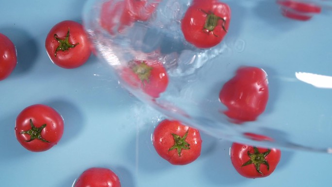 番茄西红柿蔬菜美食新鲜食材慢动作特写