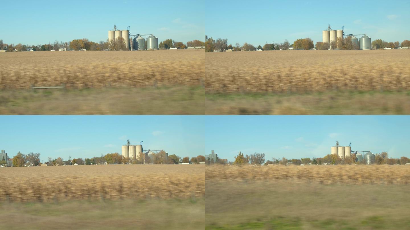 驱车经过农场上的玉米田