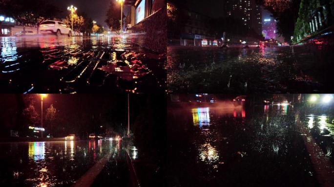 街道 城市 下雨 夜晚