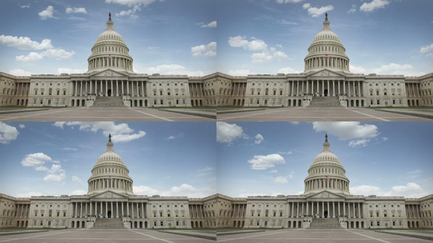 美国国会大厦国会大厦延时航拍美国视频旅游