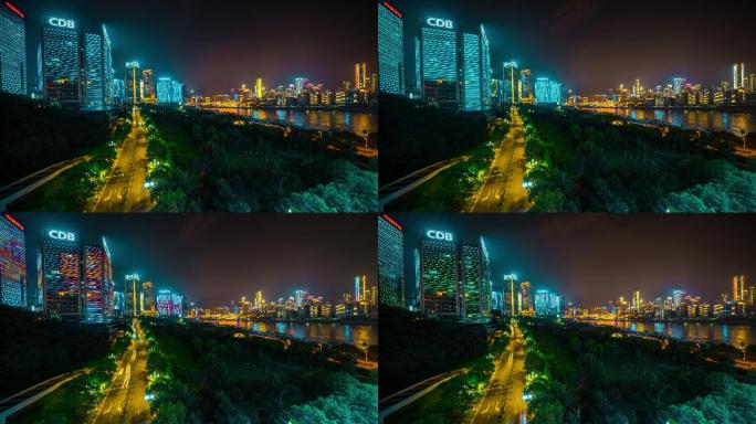 直辖市重庆（城市素材）重庆CDB夜景素材