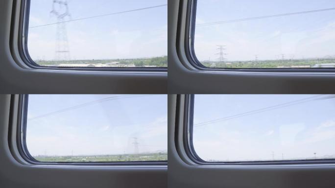 4K火车动车行驶窗外风景