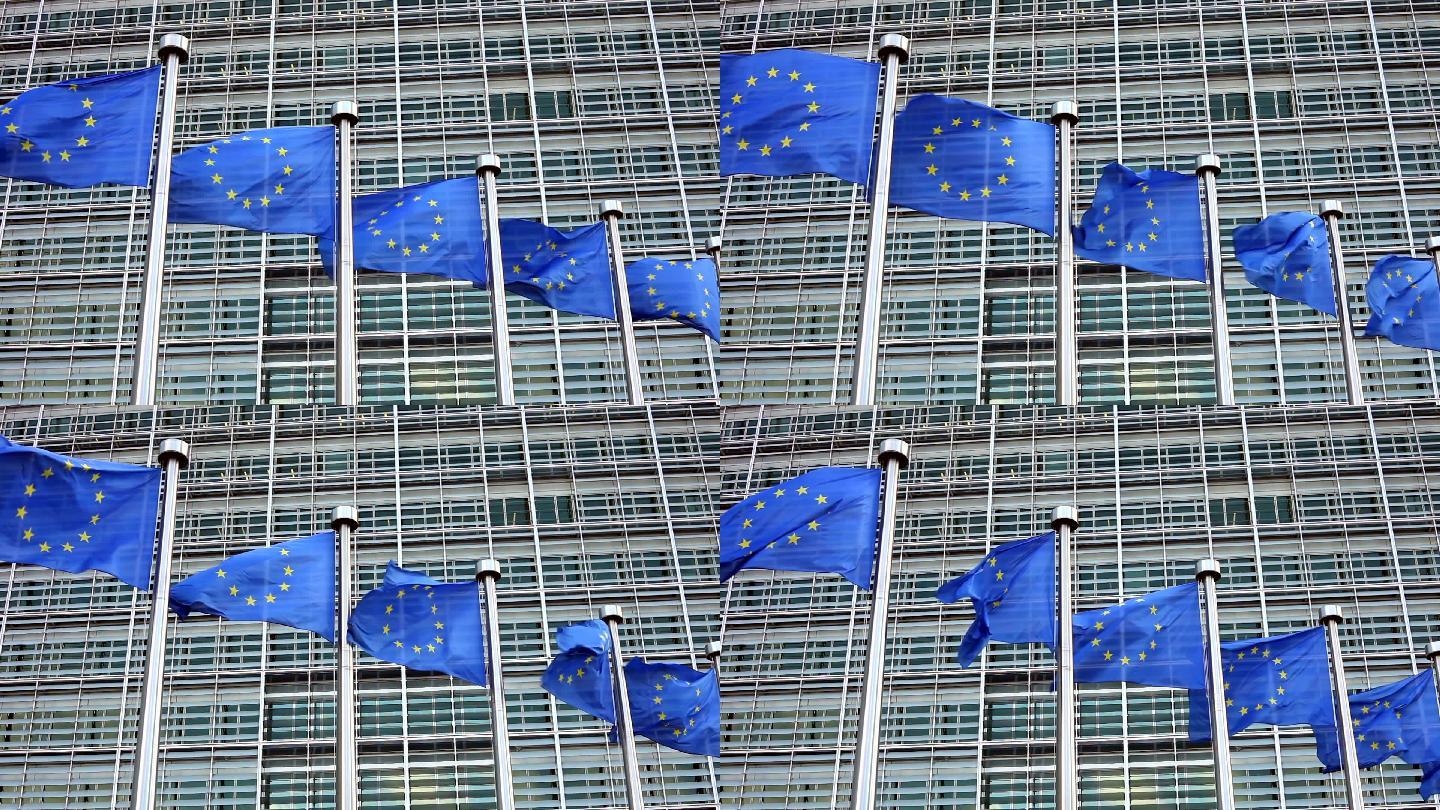布鲁塞尔欧盟总部外的欧盟旗帜