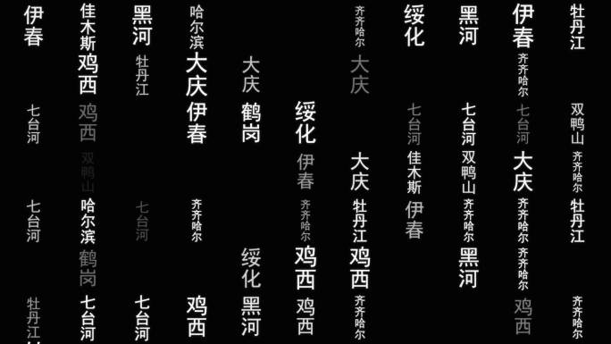 黑龙江省各城市文字特效视频背景