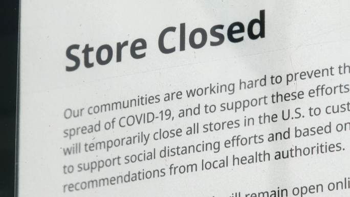 2019冠状病毒疾病引起的商店关闭标志