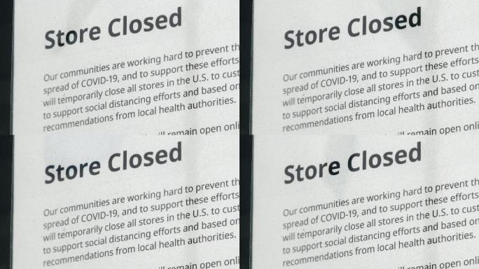 2019冠状病毒疾病引起的商店关闭标志
