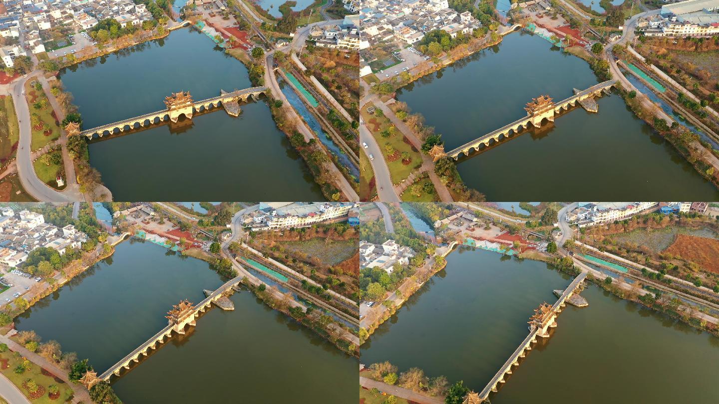 云南建水十七孔桥高空环绕航拍视频