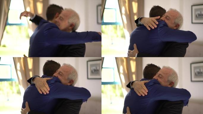 父亲在拥抱他的儿子