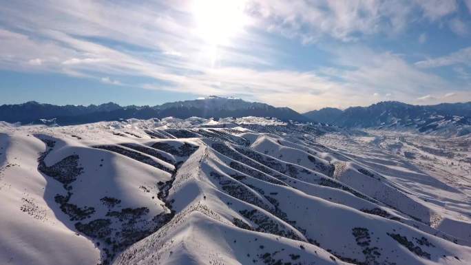 新疆 天山 雪山 冬季 冰雪 冬奥