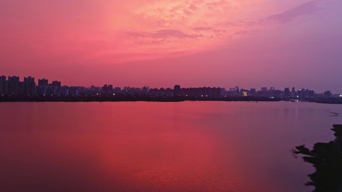 海口海滨城市落日余辉晚霞夕阳美景风光01