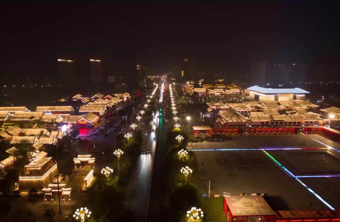 河南定州交通路口夜景延时