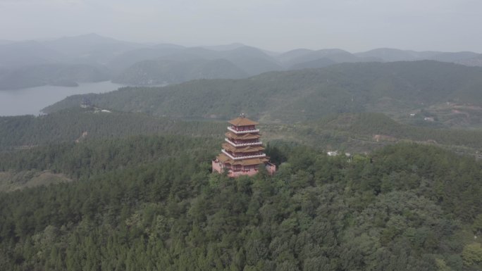 淅川丹江水库古建筑航拍